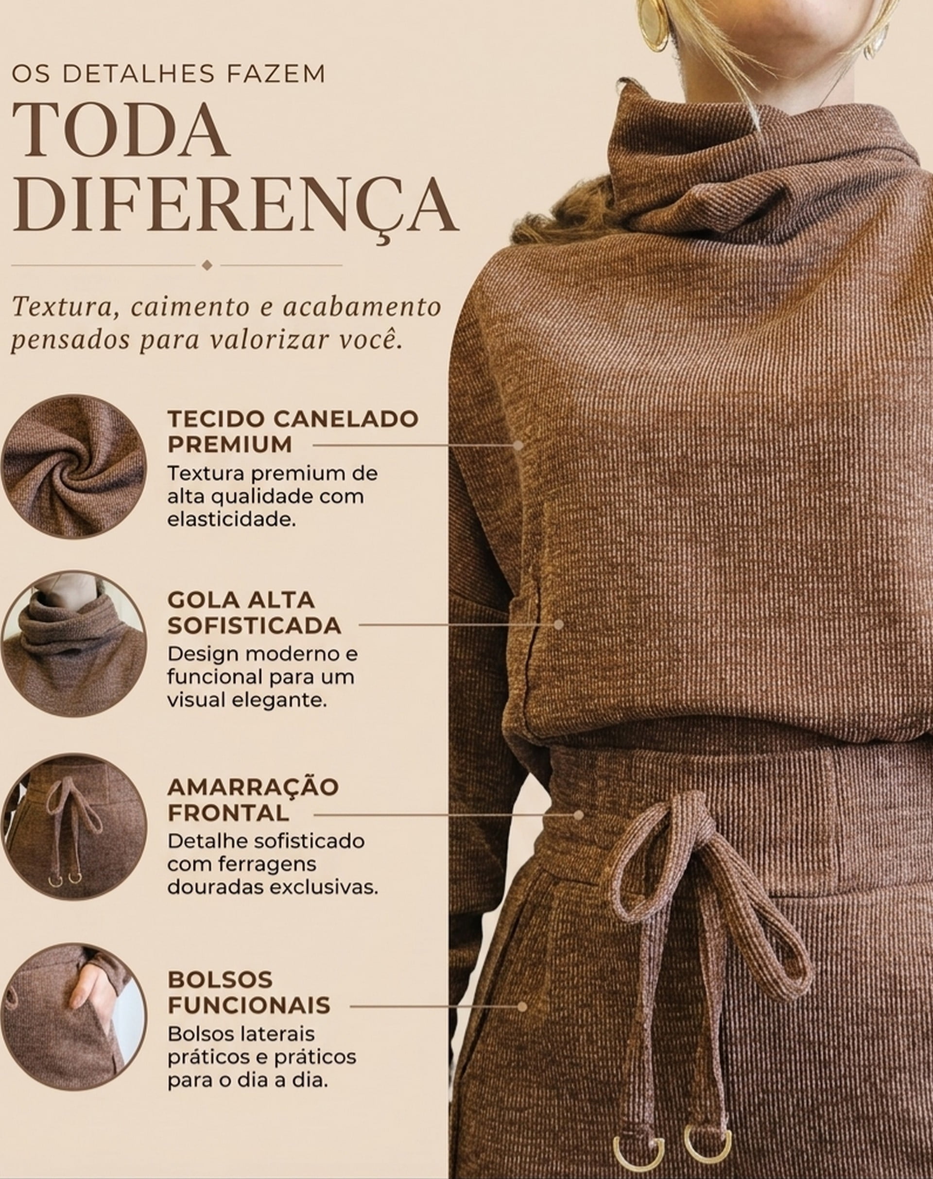 Conjunto canelado premium